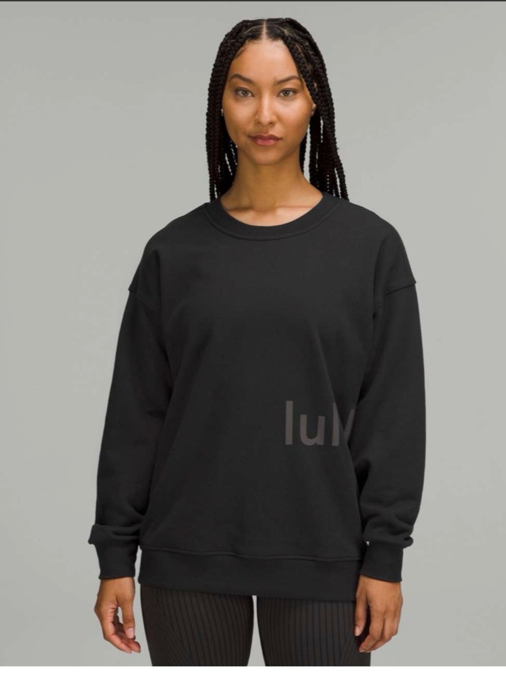 Lululemon Perfectly Oversized Crew Sweatshirt  Large Graphic Black Sz L/XL